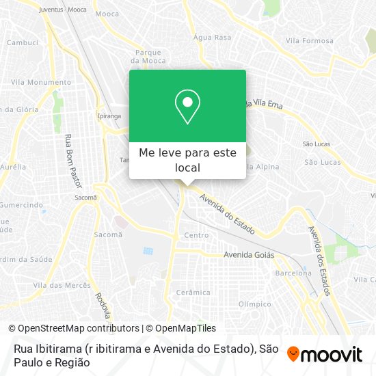 Rua Ibitirama (r ibitirama e Avenida do Estado) mapa