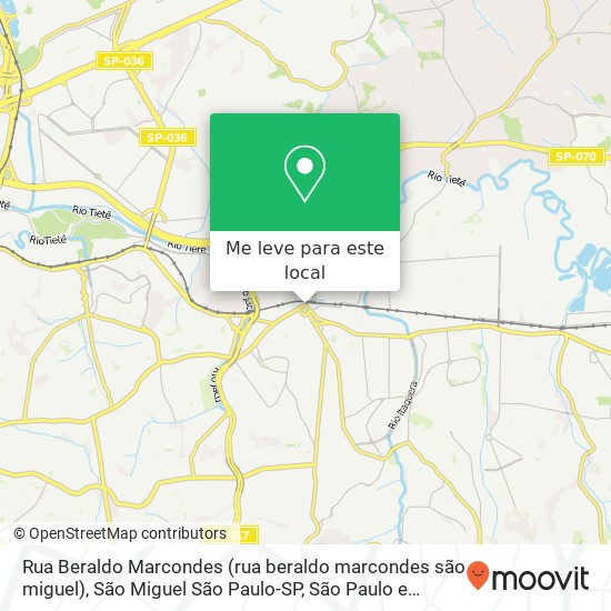 Rua Beraldo Marcondes (rua beraldo marcondes são miguel), São Miguel São Paulo-SP mapa