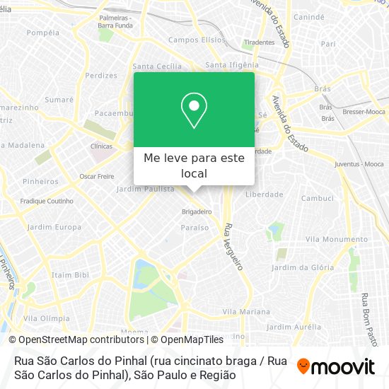 Rua São Carlos do Pinhal (rua cincinato braga / Rua São Carlos do Pinhal) mapa