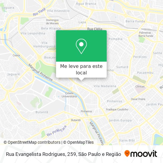 Rua Evangelista Rodrigues, 259 mapa