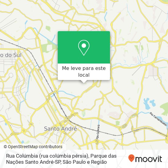 Rua Colúmbia (rua colúmbia pérsia), Parque das Nações Santo André-SP mapa