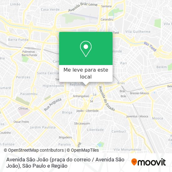 Avenida São João (praça do correio / Avenida São João) mapa