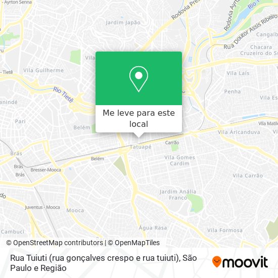 Rua Tuiuti (rua gonçalves crespo e rua tuiuti) mapa