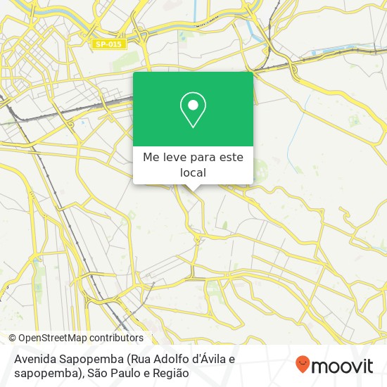 Avenida Sapopemba (Rua Adolfo d'Ávila e sapopemba), Água Rasa São Paulo-SP mapa