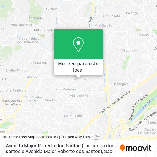 Avenida Major Roberto dos Santos (rua carlos dos santos e Avenida Major Roberto dos Santos) mapa