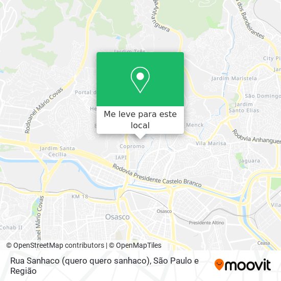 Rua Sanhaco (quero quero sanhaco) mapa