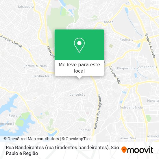 Rua Bandeirantes (rua tiradentes bandeirantes) mapa