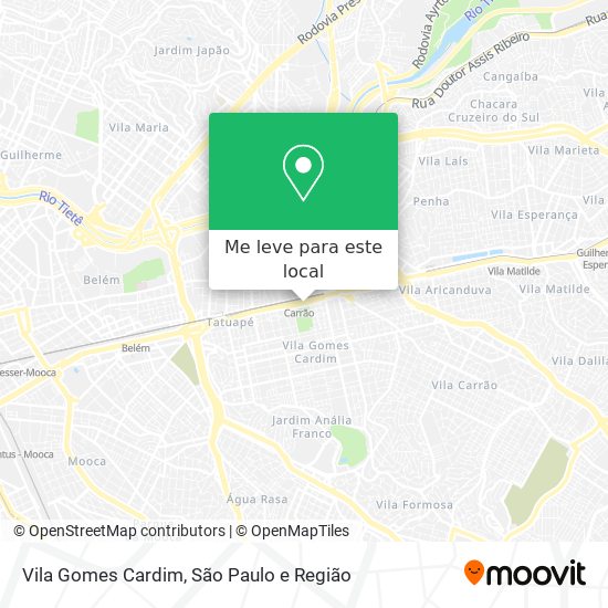 Vila Gomes Cardim mapa