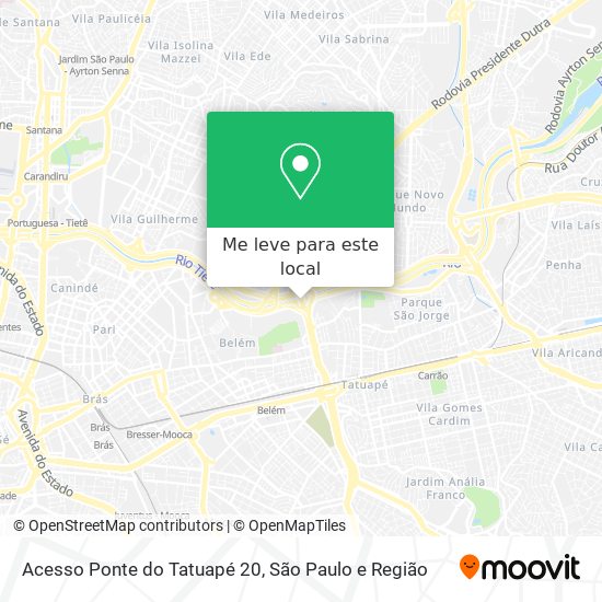 Acesso Ponte do Tatuapé 20 mapa