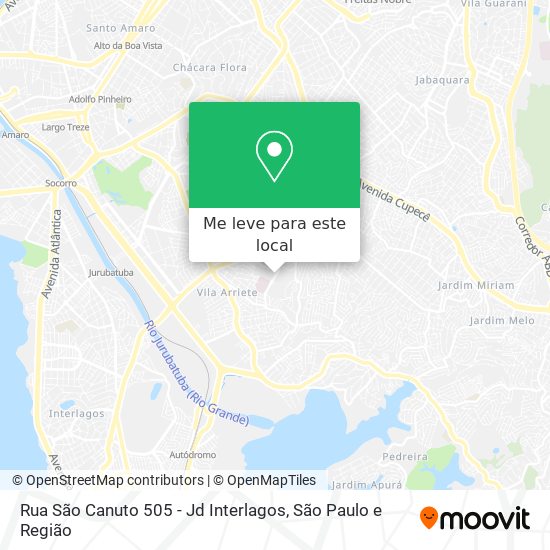 Rua São Canuto 505 - Jd Interlagos mapa