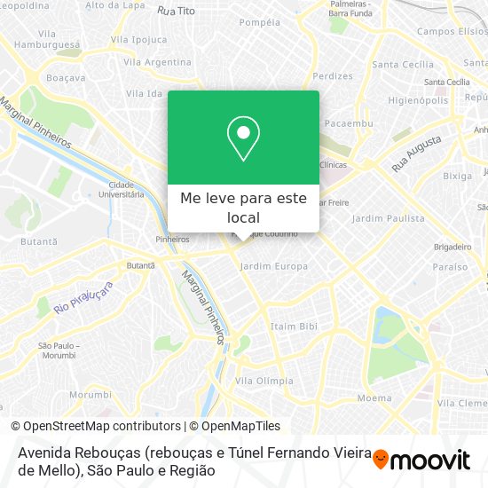 Avenida Rebouças (rebouças e Túnel Fernando Vieira de Mello) mapa