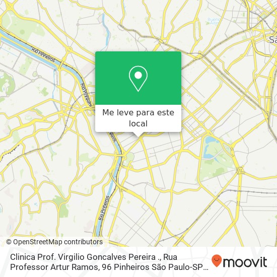 Clinica Prof. Virgilio Goncalves Pereira ., Rua Professor Artur Ramos, 96 Pinheiros São Paulo-SP 01454-011 mapa