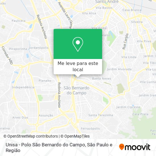 Unisa - Polo São Bernardo do Campo mapa