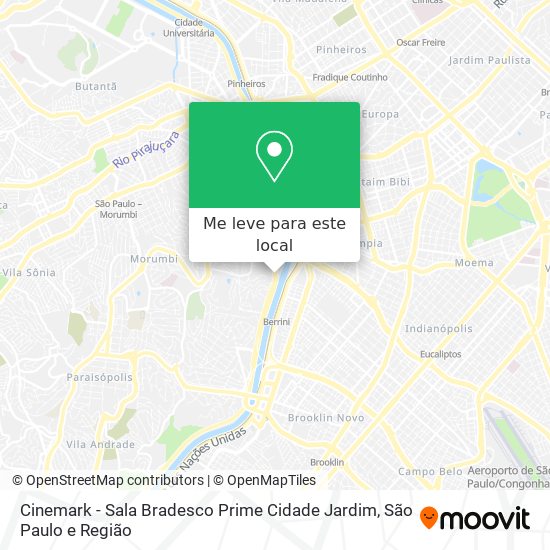 Cinemark - Sala Bradesco Prime Cidade Jardim mapa