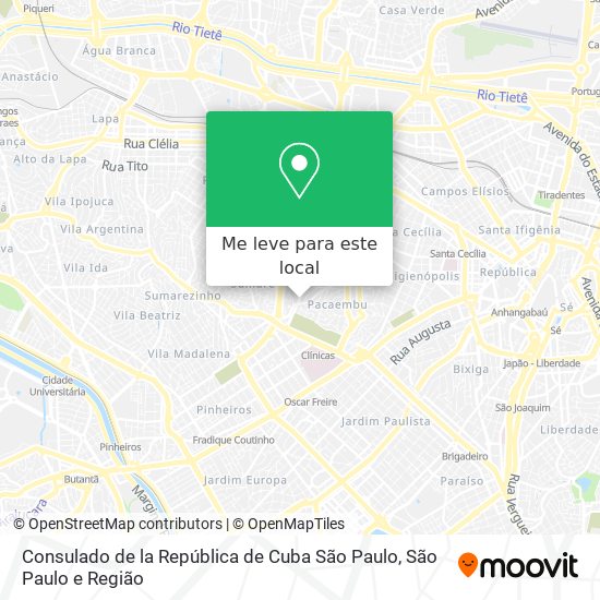 Consulado de la República de Cuba São Paulo mapa