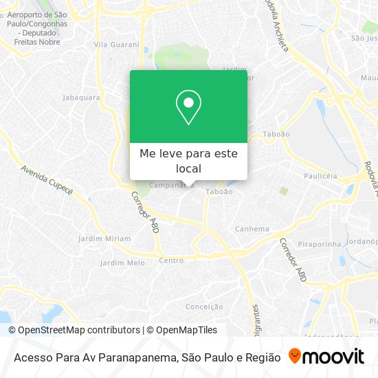 Acesso Para Av Paranapanema mapa