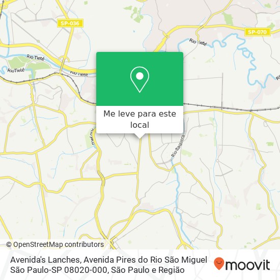 Avenida's Lanches, Avenida Pires do Rio São Miguel São Paulo-SP 08020-000 mapa