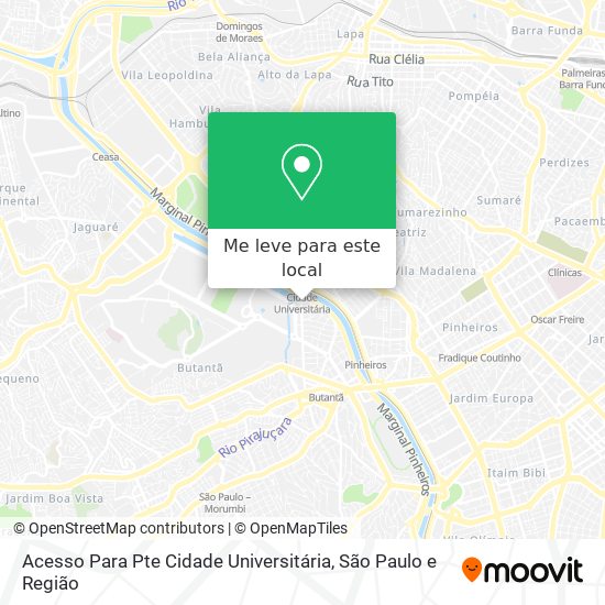 Acesso Para Pte Cidade Universitária mapa