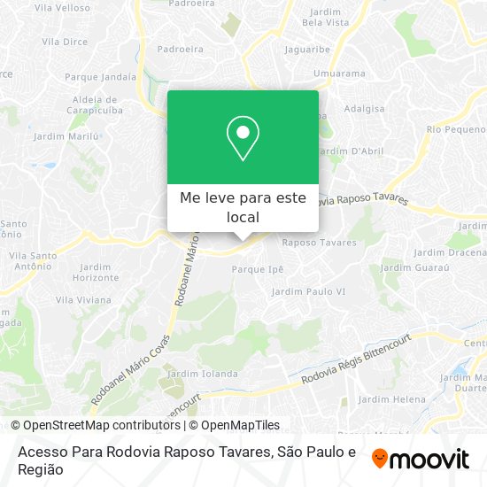 Acesso Para Rodovia Raposo Tavares mapa