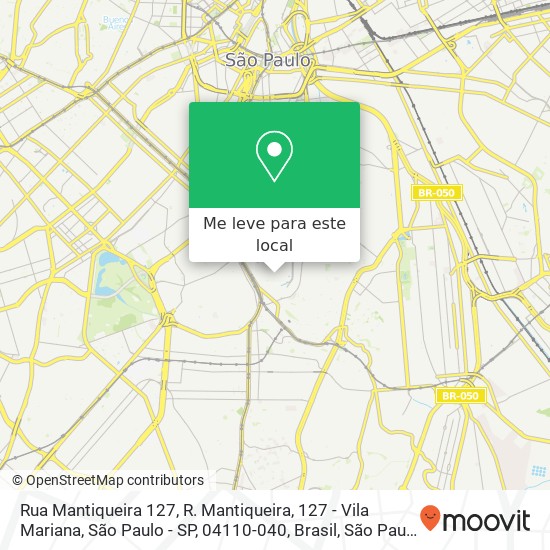Rua Mantiqueira 127, R. Mantiqueira, 127 - Vila Mariana, São Paulo - SP, 04110-040, Brasil mapa
