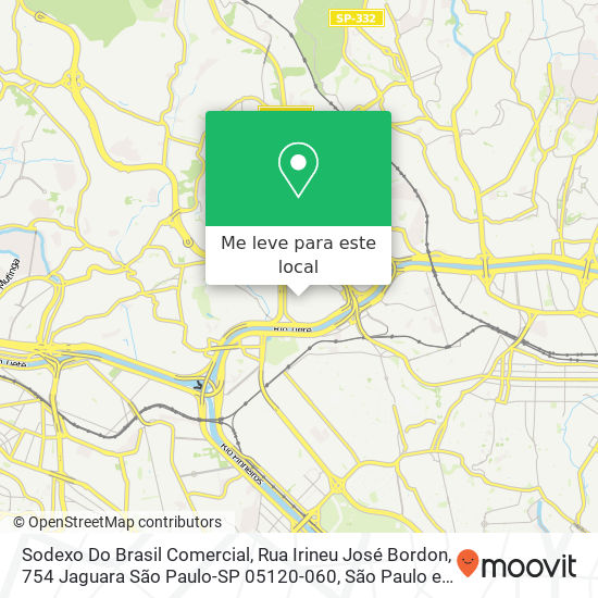 Sodexo Do Brasil Comercial, Rua Irineu José Bordon, 754 Jaguara São Paulo-SP 05120-060 mapa