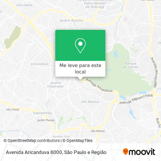 Avenida Aricanduva 8000 mapa