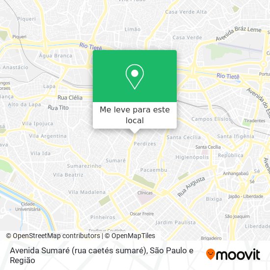 Avenida Sumaré (rua caetés sumaré) mapa