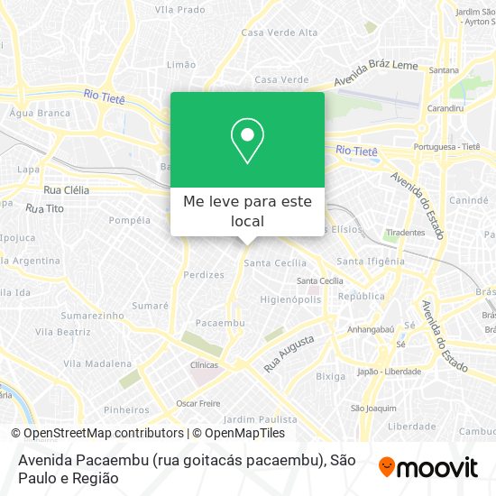 Avenida Pacaembu (rua goitacás pacaembu) mapa