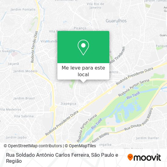Rua Soldado Antônio Carlos Ferreira mapa