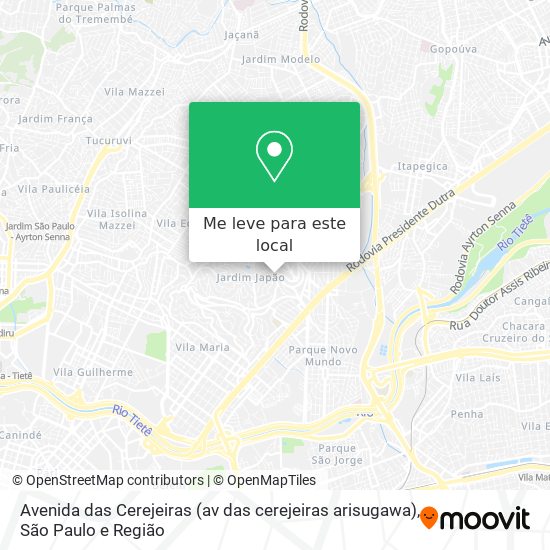 Avenida das Cerejeiras (av das cerejeiras arisugawa) mapa