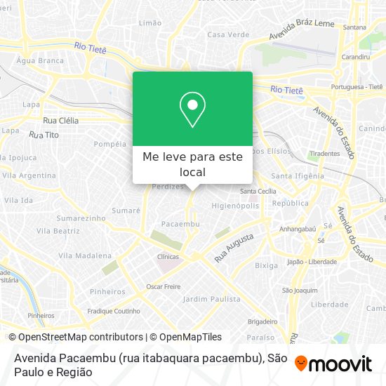 Avenida Pacaembu (rua itabaquara pacaembu) mapa