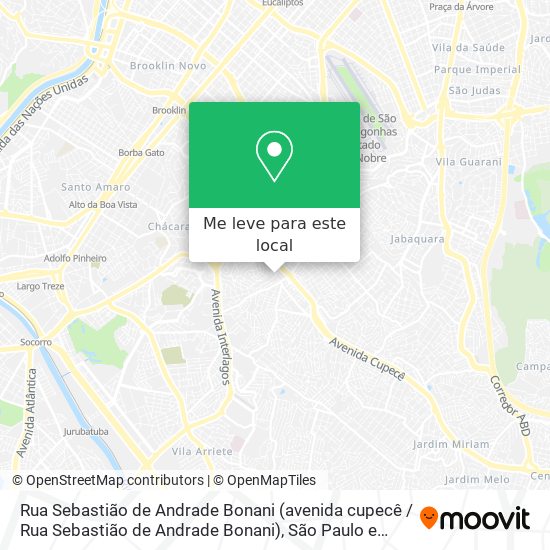 Rua Sebastião de Andrade Bonani (avenida cupecê / Rua Sebastião de Andrade Bonani) mapa