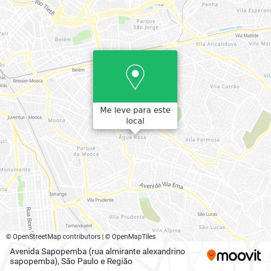 Avenida Sapopemba (rua almirante alexandrino sapopemba) mapa