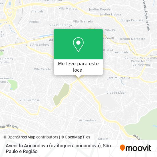 Avenida Aricanduva (av itaquera aricanduva) mapa