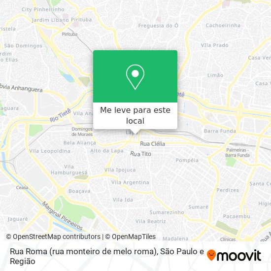 Rua Roma (rua monteiro de melo roma) mapa