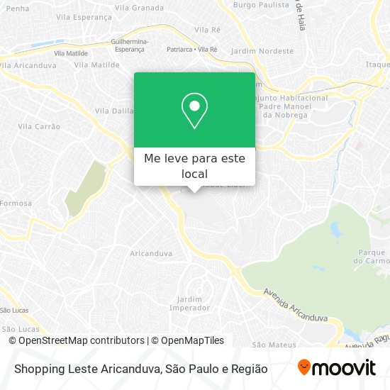 Shopping Leste Aricanduva mapa
