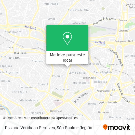 Pizzaria Veridiana Perdizes mapa