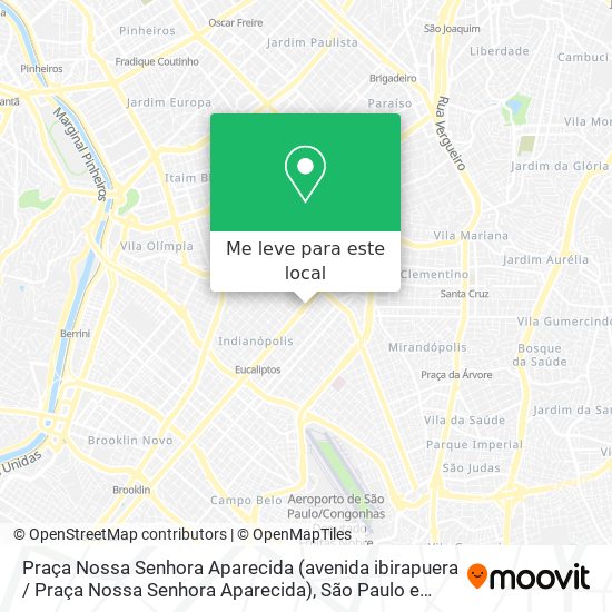 Praça Nossa Senhora Aparecida (avenida ibirapuera / Praça Nossa Senhora Aparecida) mapa