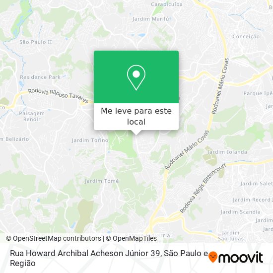 Rua Howard Archibal Acheson Júnior 39 mapa