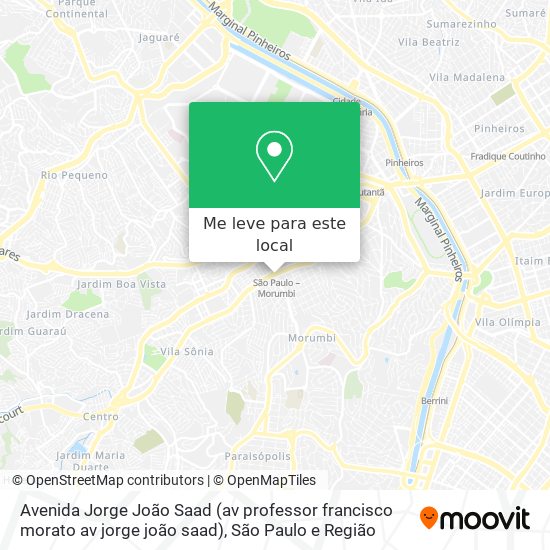Avenida Jorge João Saad (av professor francisco morato av jorge joão saad) mapa
