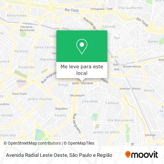 Avenida Radial Leste Oeste mapa