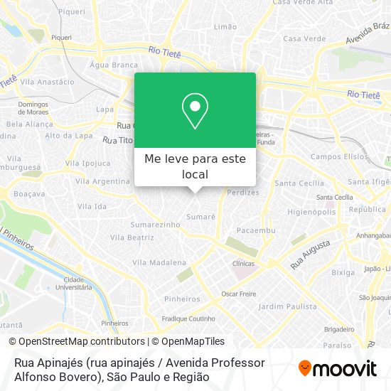 Rua Apinajés (rua apinajés / Avenida Professor Alfonso Bovero) mapa