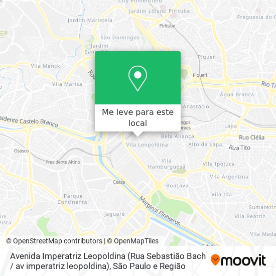 Avenida Imperatriz Leopoldina (Rua Sebastião Bach / av imperatriz leopoldina) mapa