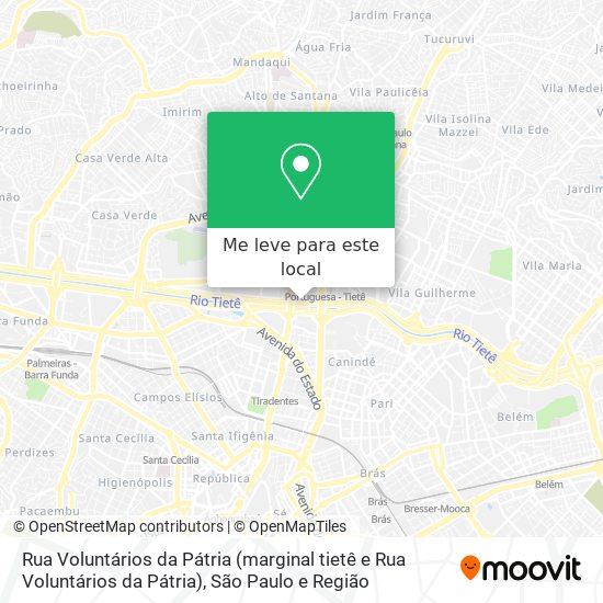 Rua Voluntários da Pátria (marginal tietê e Rua Voluntários da Pátria) mapa