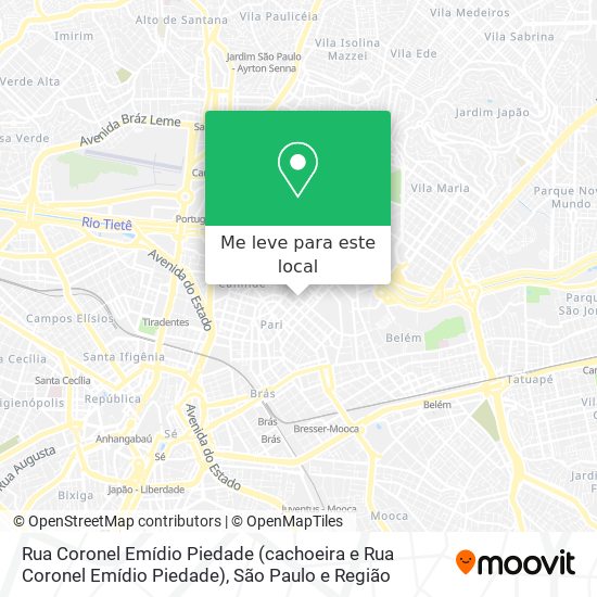 Rua Coronel Emídio Piedade (cachoeira e Rua Coronel Emídio Piedade) mapa