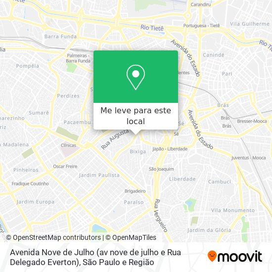 Avenida Nove de Julho (av nove de julho e Rua Delegado Everton) mapa