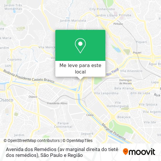 Avenida dos Remédios (av marginal direita do tietê dos remédios) mapa