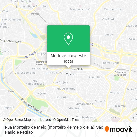 Rua Monteiro de Melo (monteiro de melo clélia) mapa