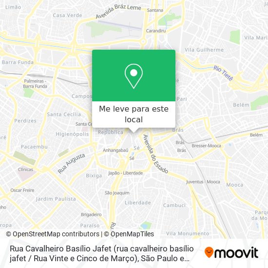 Rua Cavalheiro Basílio Jafet (rua cavalheiro basílio jafet / Rua Vinte e Cinco de Março) mapa