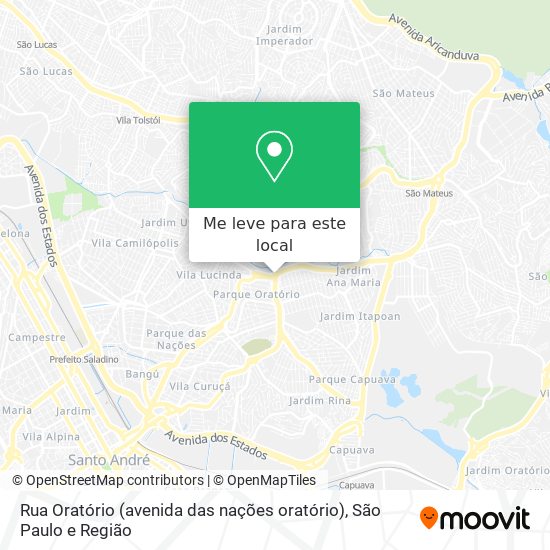 Rua Oratório (avenida das nações oratório) mapa